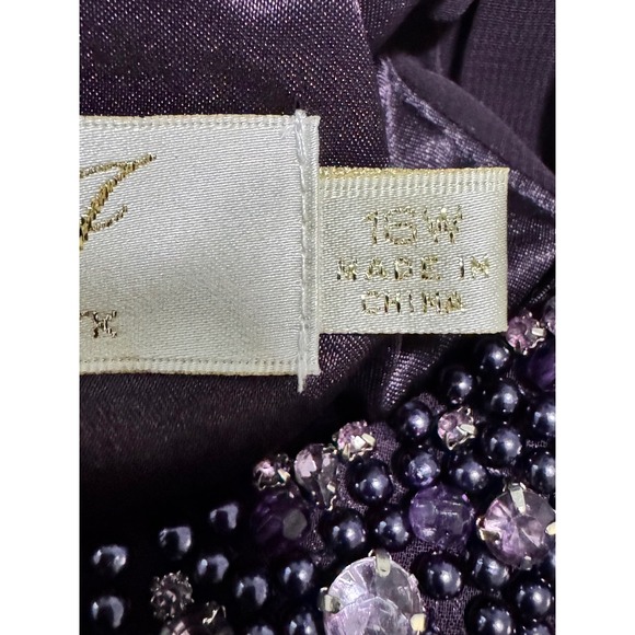 Eliza J New York Purple Beaded Halter Neck Chiffon Gown Women 16W - Picture 4 of 13